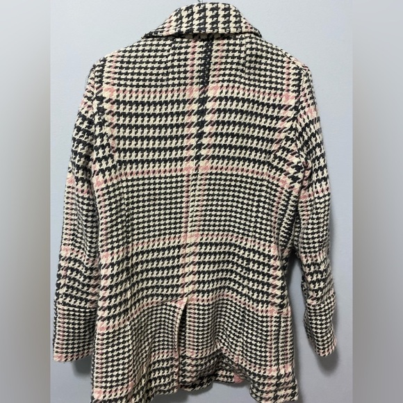 Marvin Richard’s Vintage Wool Blend Houndstooth Pink and Grey Pea Coat - Picture 9 of 14